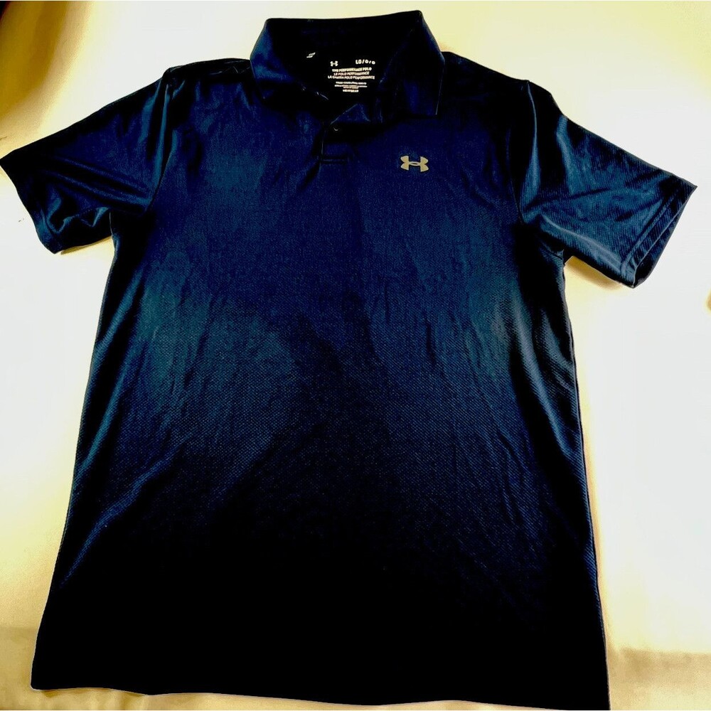 Under Armour Mens Large Blue Loose Fit Short Sleeve The Performance Polo Shirt